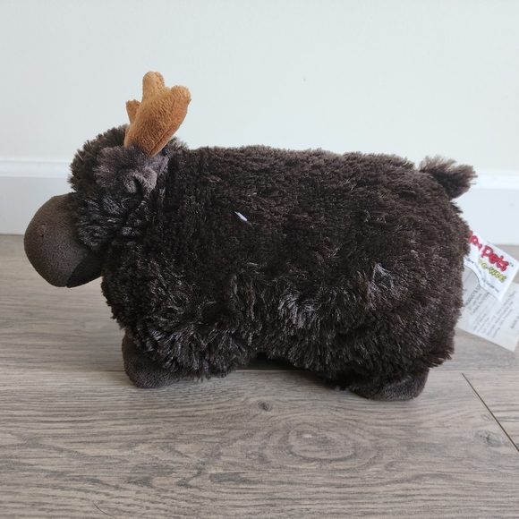 Pillow Pet Pee-Wees Brown Moose Plush Toy Stuffed Animal Hook & Loop Closure EUC - Picture 7 of 10